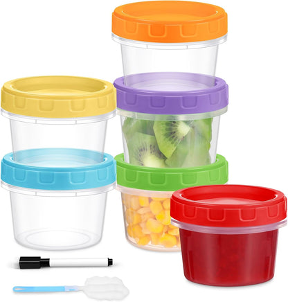 10 oz Plastic Containers with Lids, 12 Pack Stackable Small Freezer Container, Reusable Clear Food Storage Meal Prep Containers for Snack Fruit, Microwave & Dishwasher Safe
