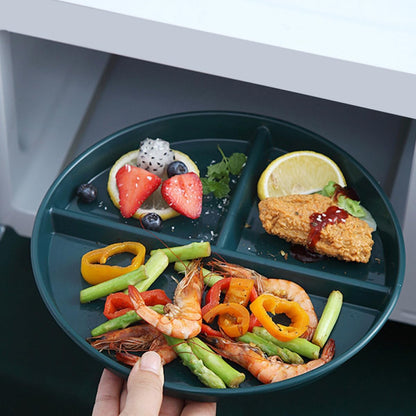 VICASKY Plastic Divided Dinner Plate 3-compartment Portion Control Tray, Food-grade Pp Material, Matte Green, Suitable for Diet Meal Prep and Breakfast Use