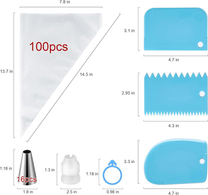Piping Bags and Tips Set, 100 PCS 12in Pastry Bags, Piping Bags Disposable