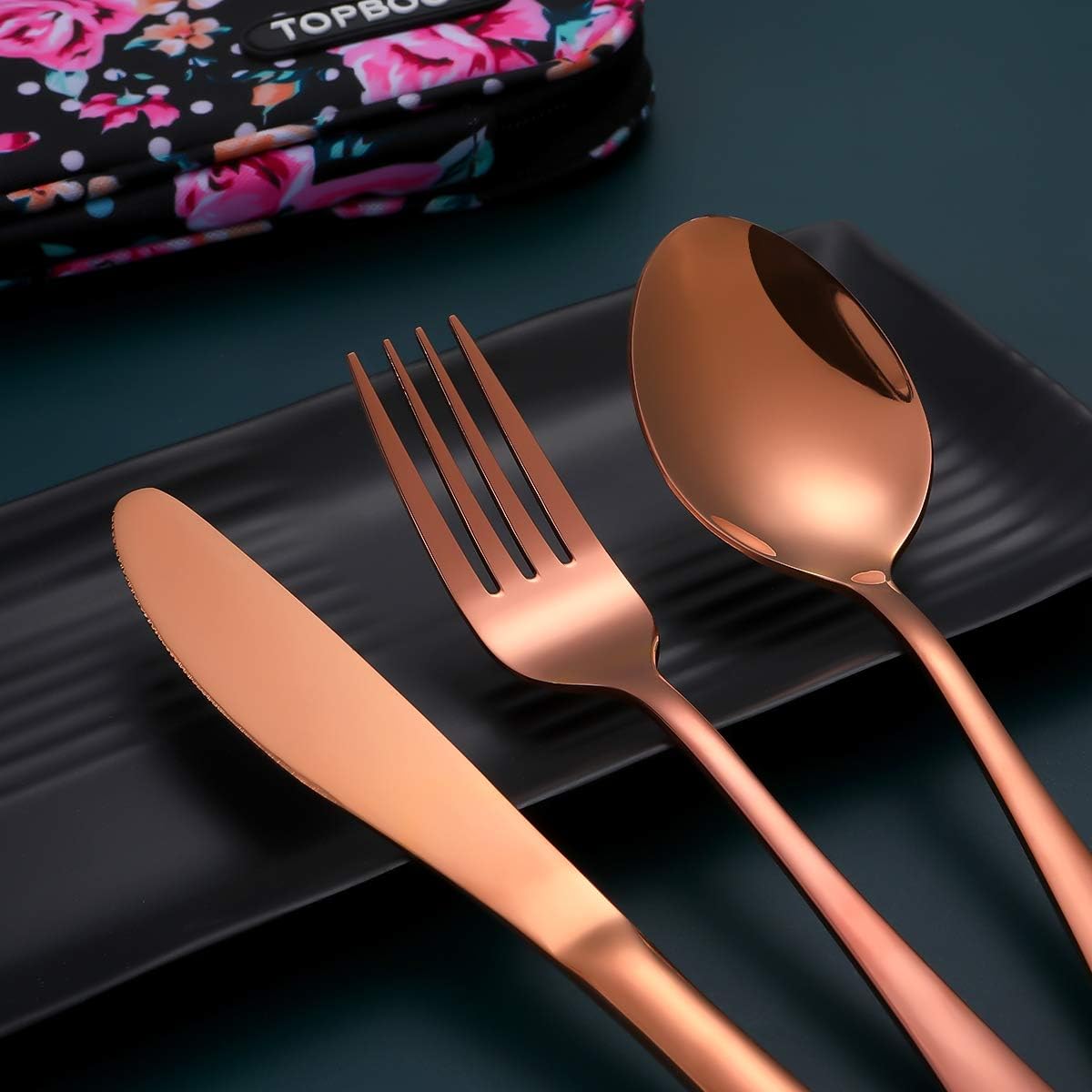 Travel Utensils,Reusable Silverware Set To Go Portable Cutlery Set with a Waterproof Carrying Case for Lunch Boxes Workplace Camping Picnic (Purple)