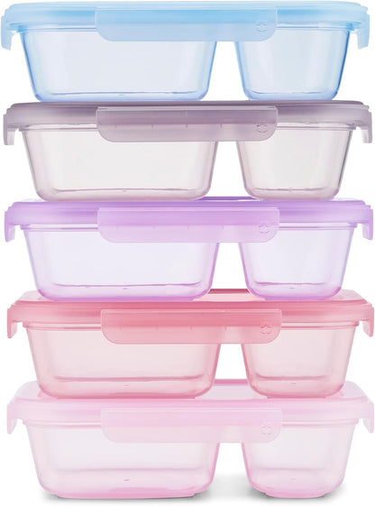Ello Snap & Nest 10-Piece 4.5 Cup Plastic Meal Prep Set, Reusable Food Containers for Healthy Eating, Freezer, Dishwasher Safe, Berry Fields