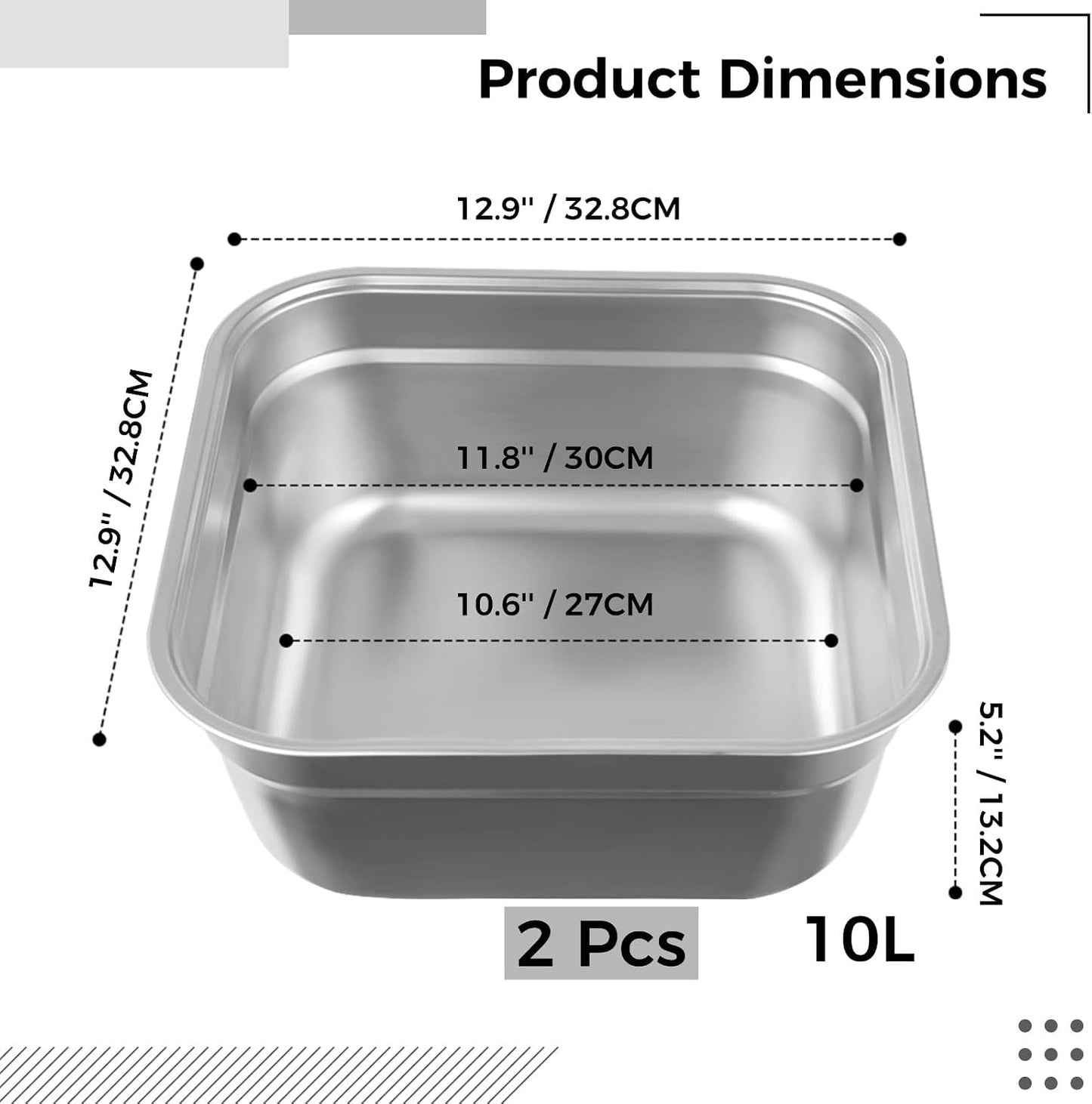 yeesport 2-in-1 Washing Up Bowl Set, Stainless Steel Dish Tub with Colander, Fruit Vegetable Washing Basin, Multi-purpose Bowl Kit for Washing and Draining Rice, Pasta, Food Strainer Mixing Bowl
