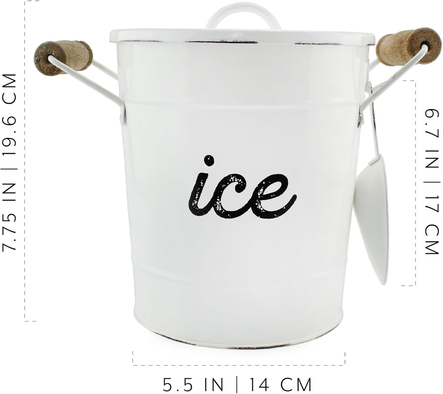 AuldHome Design Farmhouse Enamelware Ice Bucket (Black); Retro Style Insulated Metal Ice Server