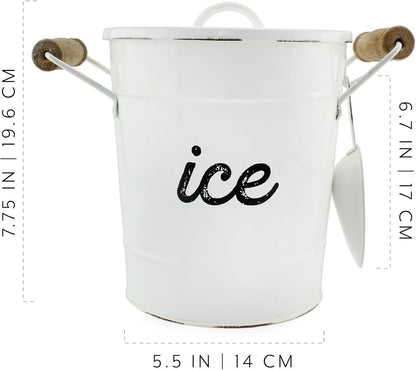 AuldHome Design Farmhouse Enamelware Ice Bucket (Black); Retro Style Insulated Metal Ice Server