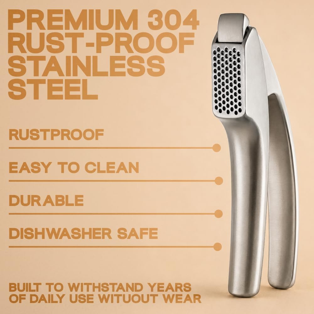 Gourmet Easy Garlic Press Lifetime Replacement, No Need to Peel, Fine Mince