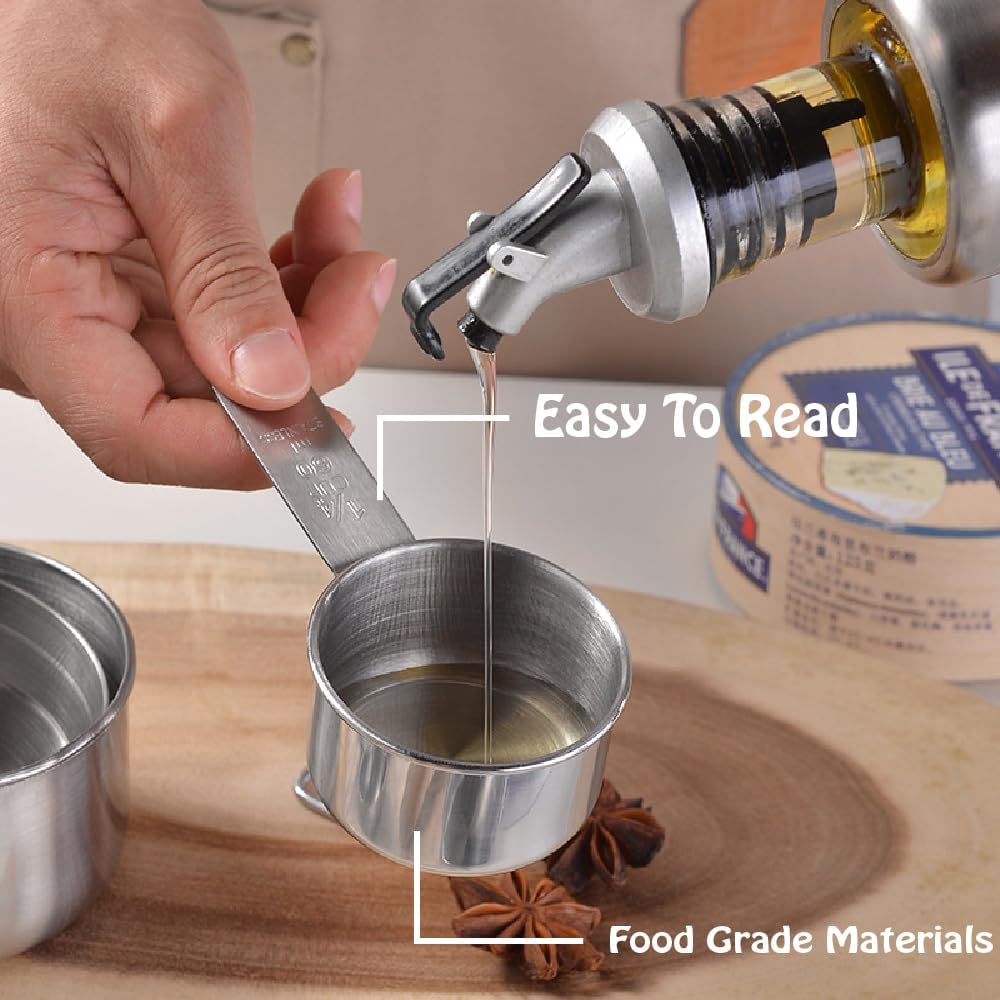 Stainless Steel Measuring Cups Set, 5 Pieces Kitchen Measuring Sets Gadgets tool,For Cooking & Baking,Measure Dry & Wet Ingredients And Liquid (Cups)