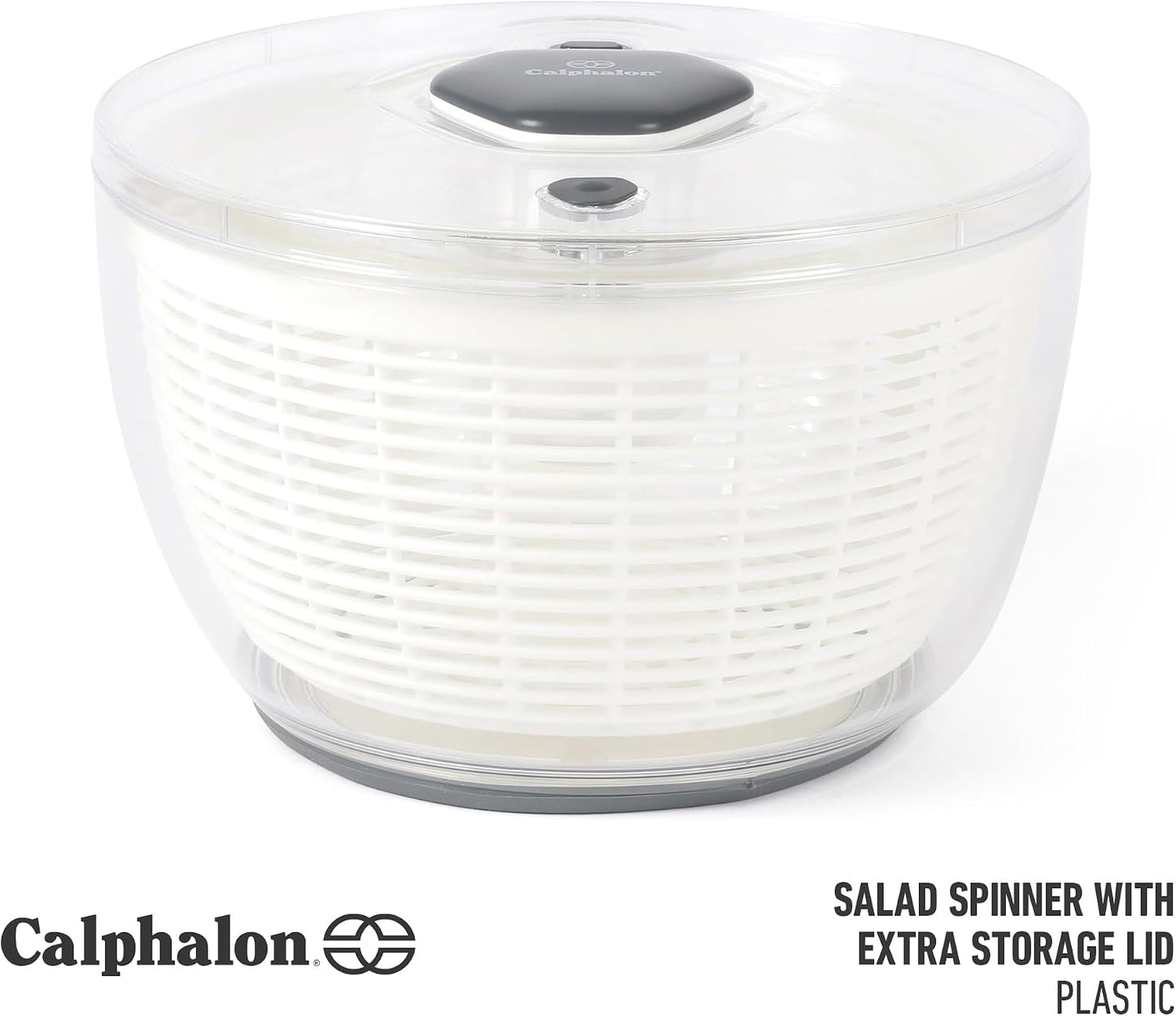 Calphalon Aero 6.3-Qt Stainless Steel Salad Spinner, Fruit & Vegetable Washer Bowl with Strainer Basket for Washing Lettuce, Spinach, Herbs & Fresh Produce