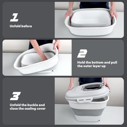 Viretec Cereal Rice Storage Containers, 20 to 50Lbs Collapsible Dry Food Dispenser Bins with Airtight Flip Lid Rolling Wheel, Kitchen Pantry to Store Sugar Flour, Dog Pet Cat Food Holder Container