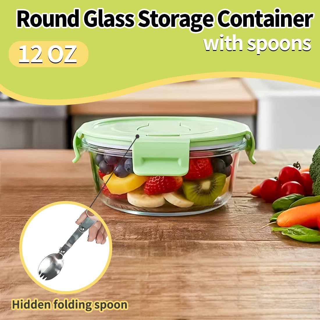 16oz Square Glass Food Storage Containers With Lids, 2 Cup Square Glass Food Containers With Lids, BPA free Small Meal Prep Bowls for leftovers, Dishwasher, Freezer Safe (8Pack)