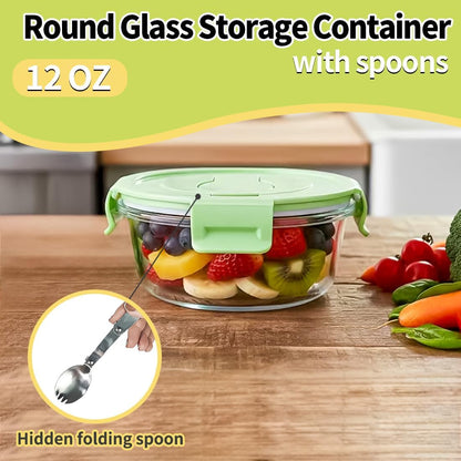 16oz Square Glass Food Storage Containers With Lids, 2 Cup Square Glass Food Containers With Lids, BPA free Small Meal Prep Bowls for leftovers, Dishwasher, Freezer Safe (8Pack)