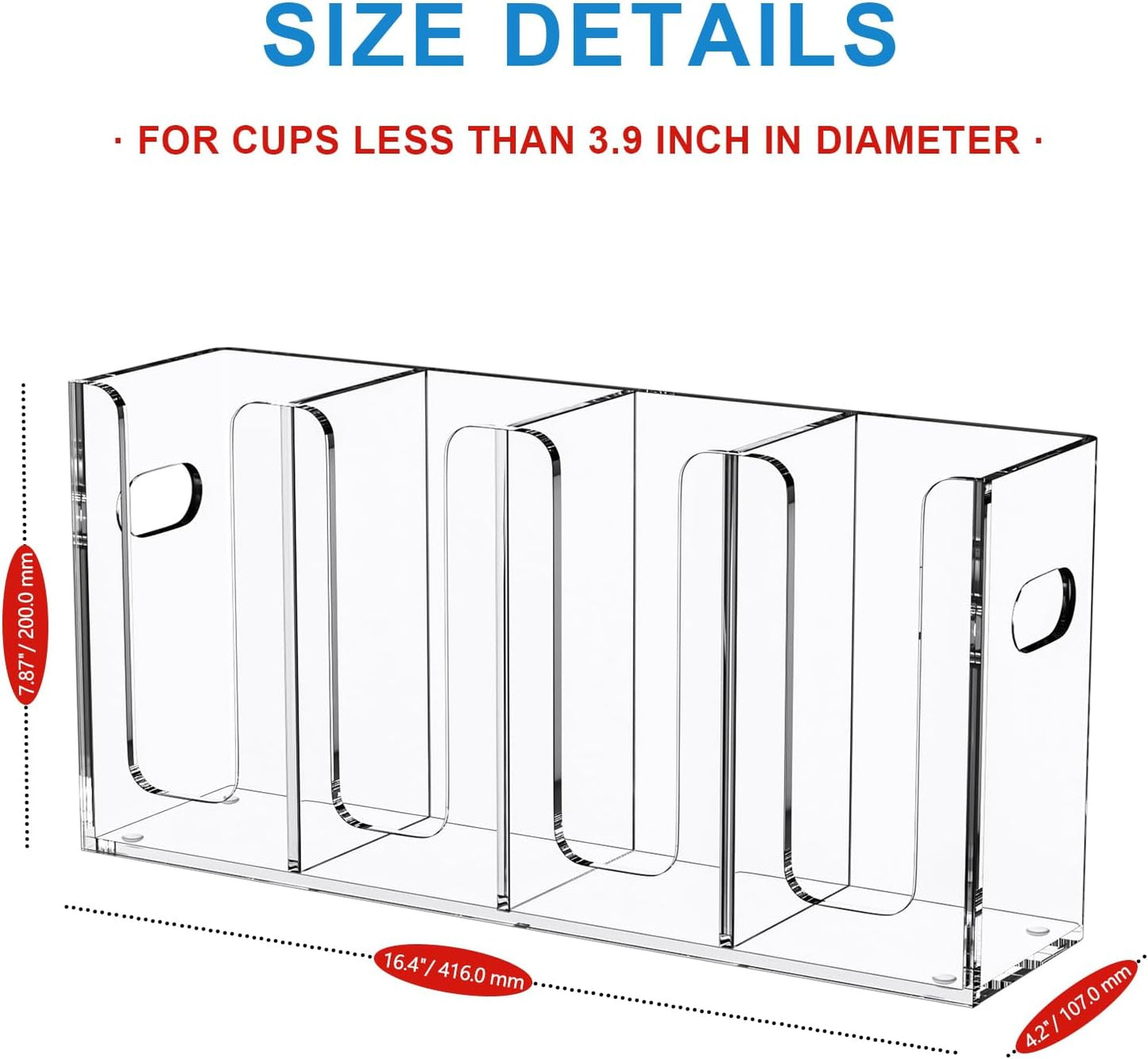 WINFFOR Disposable Cup Organizer Dispenser - 2 Compartments Clear Acrylic Cup and Lid Holder with Handles Plastic Cup Dispenser Countertop Paper Cup Holder for Coffee Bar House Party Essentials