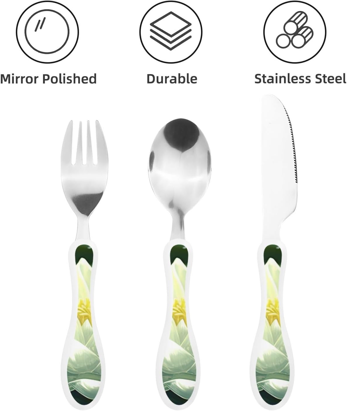 3-Piece Kids Silverware Set With Storage Case, Stainless Steel Reusable Children Safe Knife Spoon Fork Set Easter Bunny Eggs Spring Flower Rabbit Children Flatware Set For Kids Lunch Box