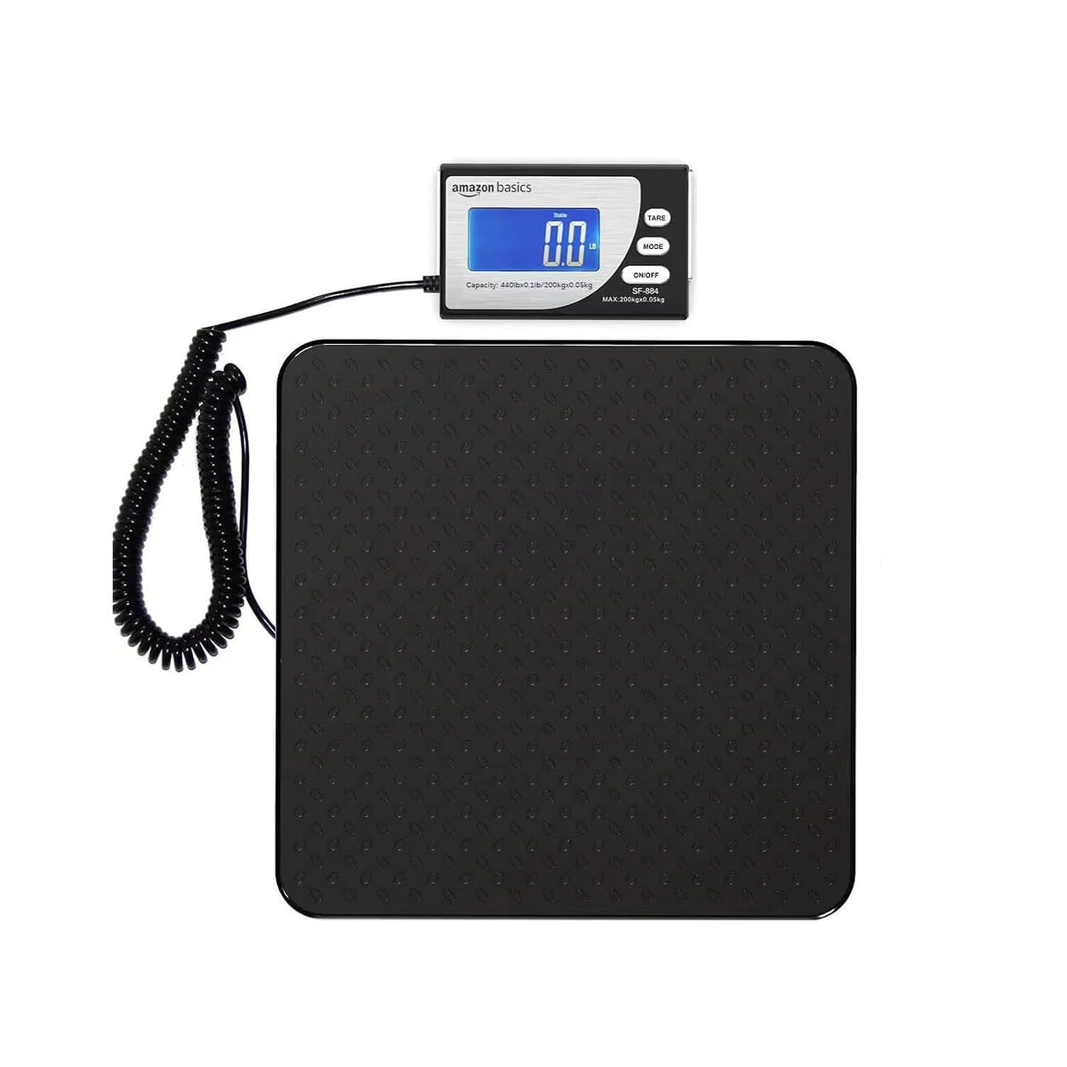 Amazon Basics Digital Postal Shipping Scale with Tare Function, AC Adapter, 65 lb Capacity, 0.1 oz Readability, LCD Display, Black