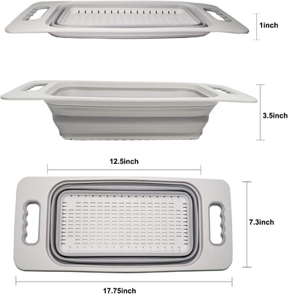 SAMMART Over The Sink Rectangular Colander (Grey)
