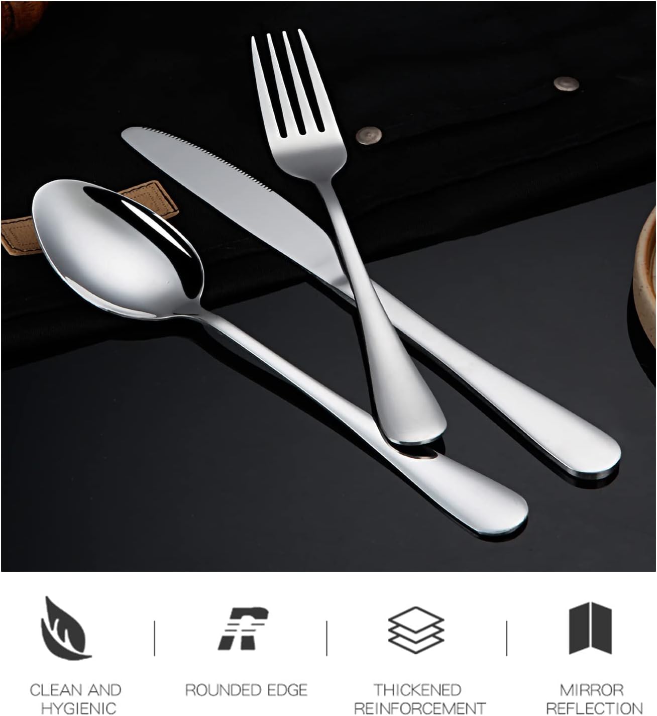 Portable Travel Utensils Set, 18/8 Stainless Steel 3 PCS Cutlery Set Including Knife Fork and Spoon, Reusable Travel Silverware Set with Case for Lunch Box Camping School Office
