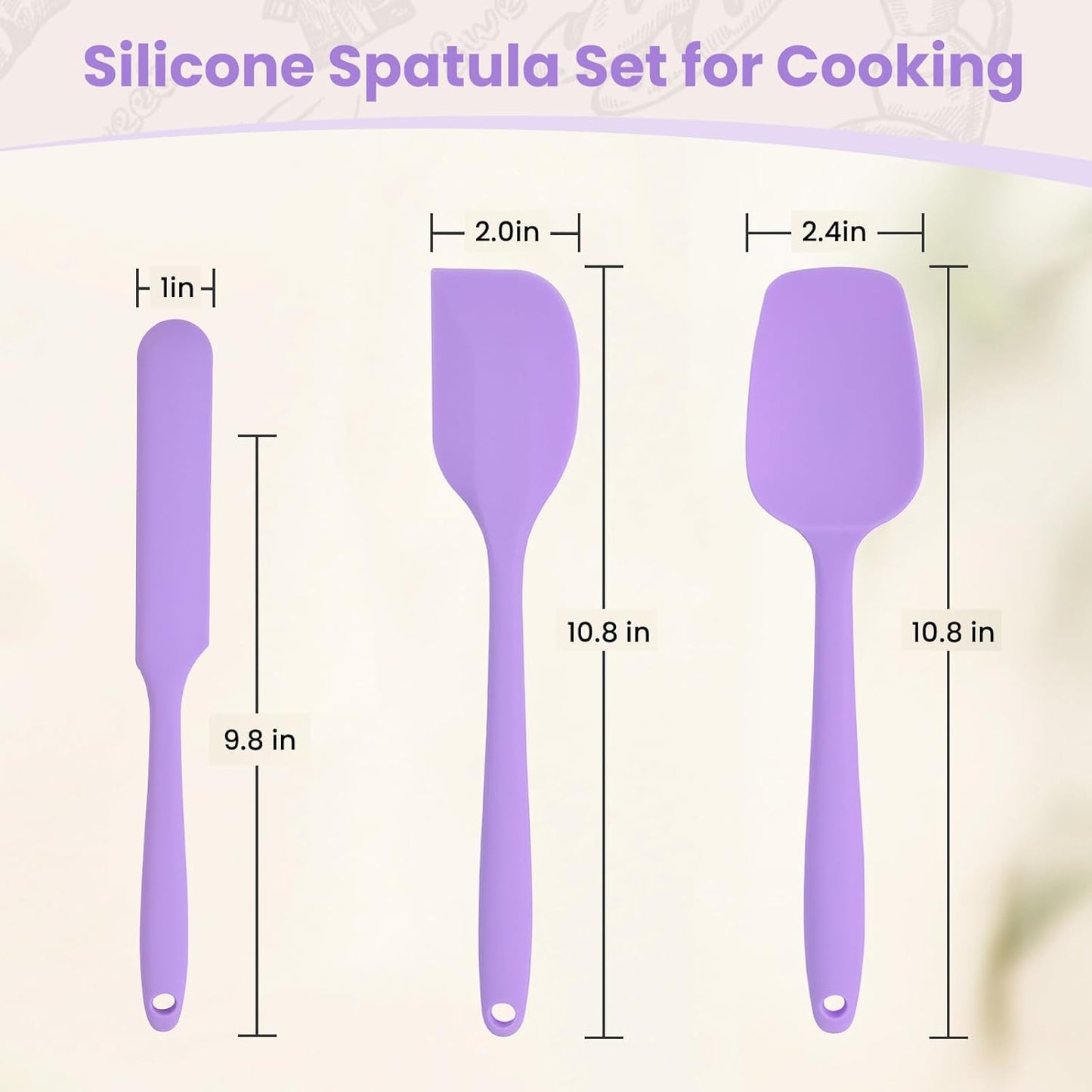 Silicone Spatulas Heat Resistant Food Grade Rubber Spatula, Handle with Ergonomic Grip Kitchen Utensils Set, Nonstick Silicona Cooking Utensils Set for Cooking, and Mixing 3Pacs Blue