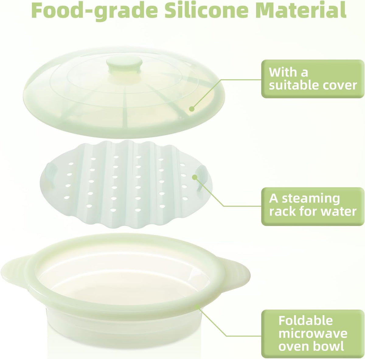 Silicone Microwave Steamer Collapsible Cooker for Vegetables Fish Prep Meal