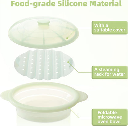 Silicone Microwave Steamer Collapsible Cooker for Vegetables Fish Prep Meal