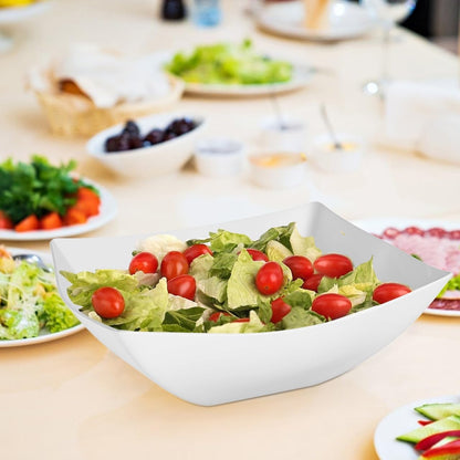 R-kay 6 Pack Square Plastic Serving Bowls - Clear Plastic bowls 16 Oz - Disposable Serving Bowls Heavy Duty For Weddings Catering And Birthday parties
