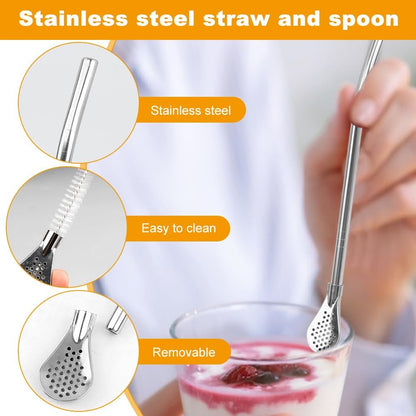 1100ml Greek Yogurt Maker & Strainer with Straw Spoon, Brush & Mesh Bag