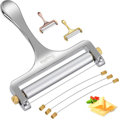 Sopito Cheese Slicer with 3 Extra Stainless Steel Wires, Silver