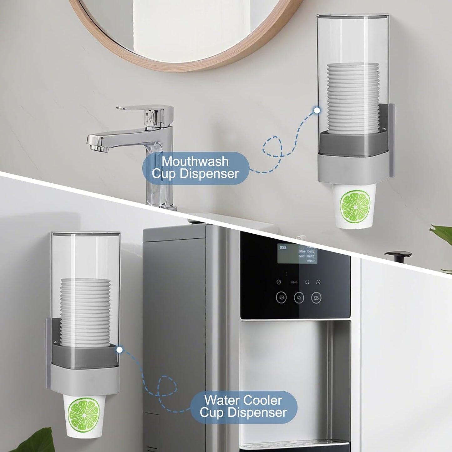 MYITYARD Cup Dispenser, Pull Type Wall Mount Cup Holder for Water Cooler Fit 3oz-5oz Disposable Paper and Plastic Cups, Bathroom Mouthwash Cup Dispenser for Home, Office, Gym, Hospital (White)