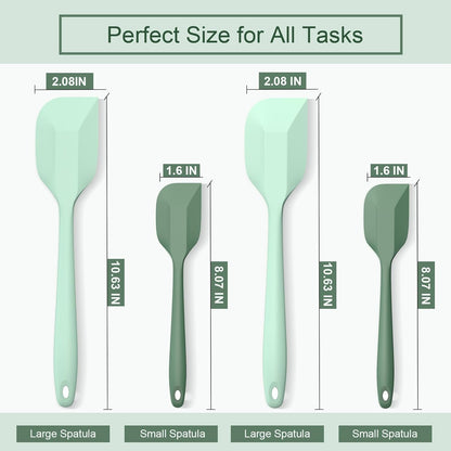 Silicone Spatula Set, Premium Spatulas Silicone Heat Resistant 2 Small & 2 Large Flexible Scraper for Nonstick Cookware, Rubber Spatula for Kitchen Mixing Baking Cooking Use, Soft Spatula - Gray