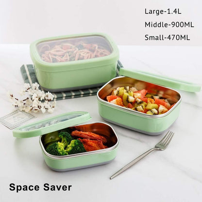 Lille Home Leak Proof Stainless Steel Lunch Snack Containers Set - Ideal for Educational Settings and Daycare - Nesting Trio with Silicone Lids - 47oz+30oz+16oz - Pink