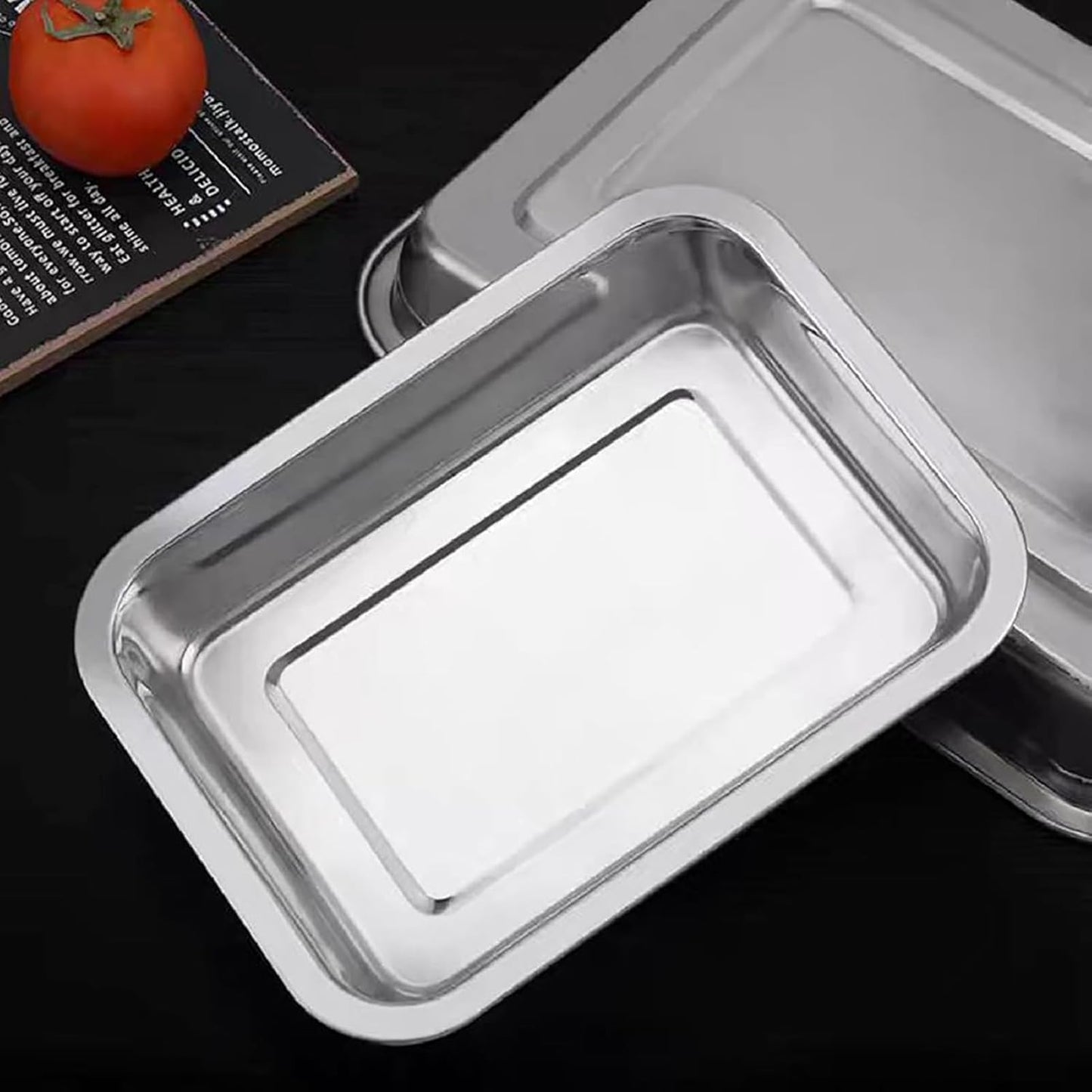 3 Pack Stainless Steel Breading Trays Set,Breading Pans for Marinating, and Prepping Meat Chicken and Fish 10.4" x 7.7" x 1.9"