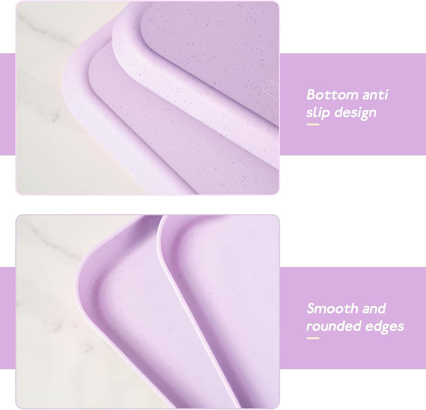 4 Pack Multicolo Plastic Serving Trays for Party Serving Food - Rectangular, 8.66 by 12 in, Heavy Duty Dessert Trays for Food Erving Platters for Party Tray Decor Veggie,Snack