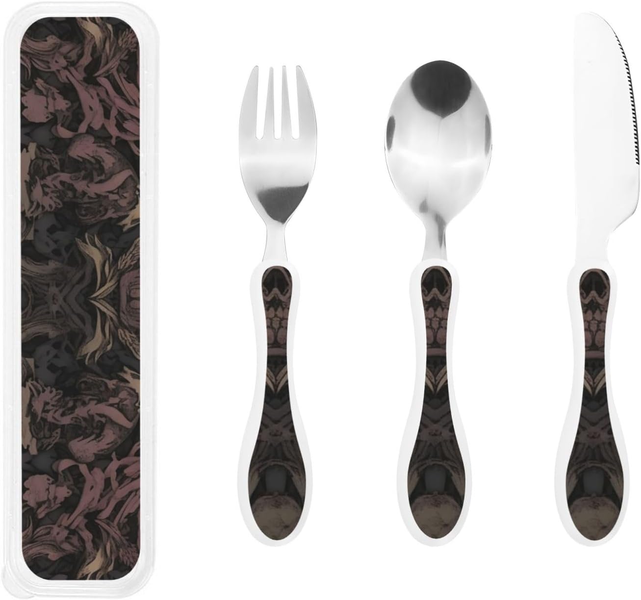 3-Piece Kids Silverware Set With Storage Case, Stainless Steel Reusable Children Safe Knife Spoon Fork Set Cute Kittens Children Flatware Set For Kids Lunch Box