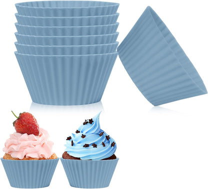 6 pack Silicone Baking Cups, Reusable Muffin Liners Non-Stick Cup, Cake Molds Set,Cupcake Silicone Liner Cupcake Holder,Bpa Free (navy blue)