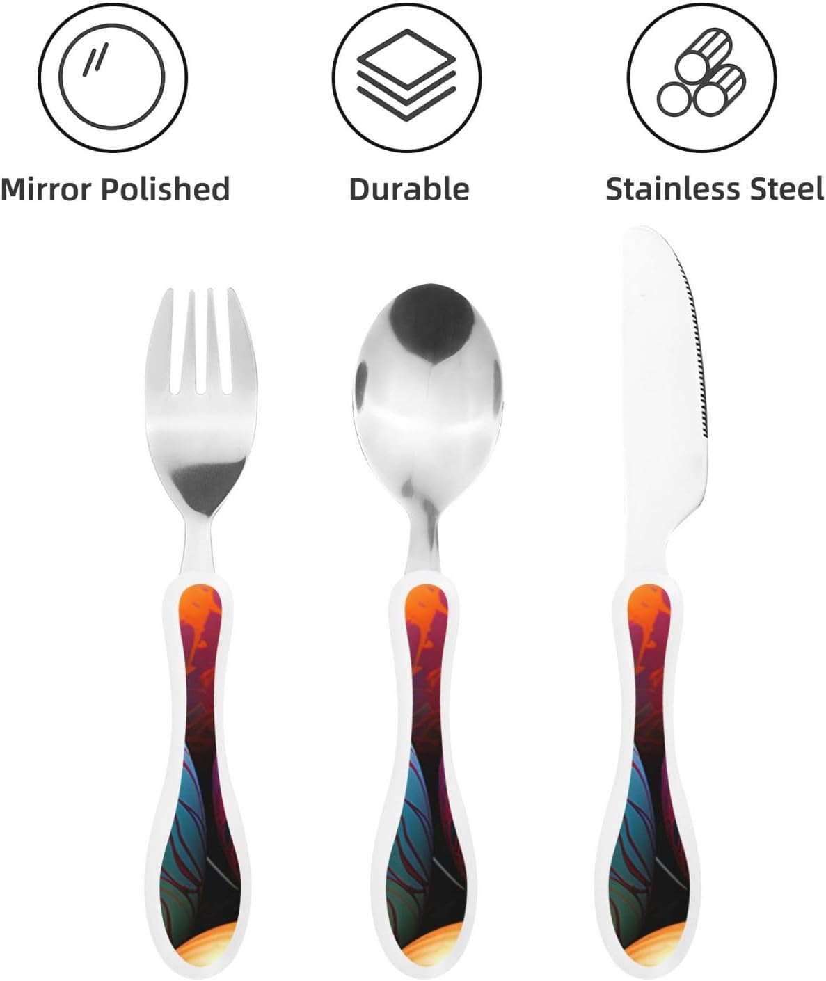 3-Piece Kids Silverware Set With Storage Case, Stainless Steel Reusable Children Safe Knife Spoon Fork Set Beach House Children Flatware Set For Kids Lunch Box