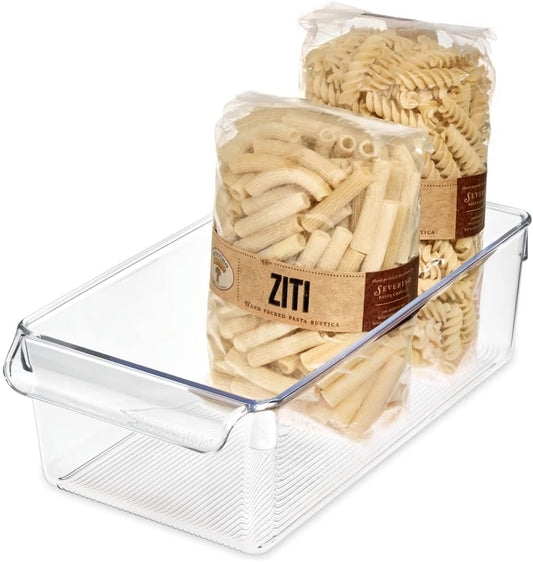 iDesign Fridge Storage Bin with Handle - Fridge Tray for Meats and Cheeses - Set of 2 - Clear