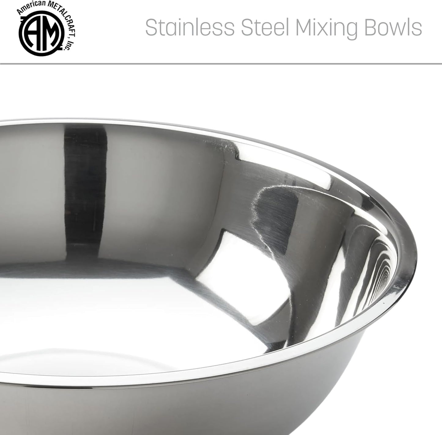 American Metalcraft 16" Stainless Steel Mixing Bowl - 13-Quart Durable Metal Bowls for Mixing, Large Stainless Steel Bowl