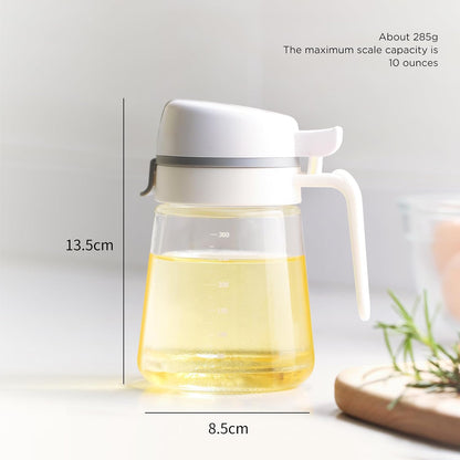 Oil Dispenser Bottle, 22oz Glass Oil Bottle with Scale, Kitchen