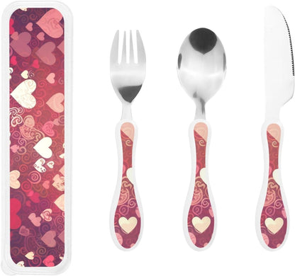 3-Piece Kids Silverware Set With Storage Case, Stainless Steel Reusable Children Safe Knife Spoon Fork Set Insects Love Children Flatware Set For Kids Lunch Box