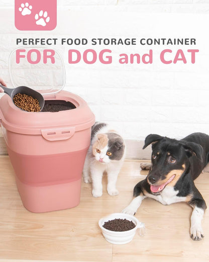 30-35 Lbs Dog Food Storage Container Collapsible Dog Food Container with Airtight Lids, Wheels, Scoop and 2pcs Food Storage Containers, Large Pet food storage for Dog, Cat
