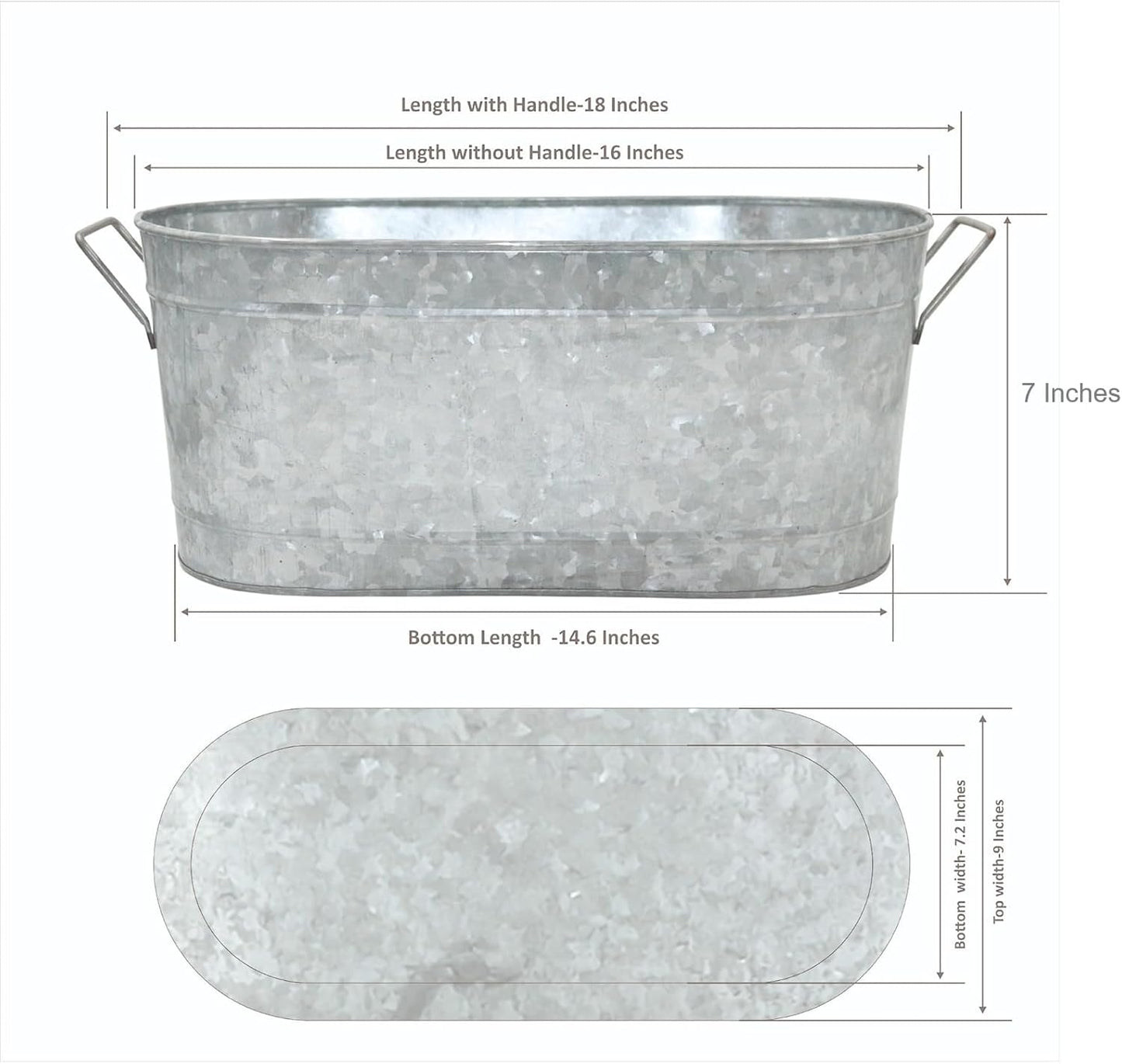 Hosley Galvanized Carry All Kitchen Utensil Caddy Serve Ware 13 Inch Long. Ideal for Floral Arrangements Party Garden Patio. O4