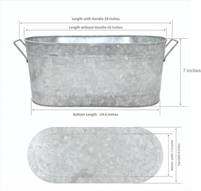 Hosley Galvanized Carry All Kitchen Utensil Caddy Serve Ware 13 Inch Long. Ideal for Floral Arrangements Party Garden Patio. O4