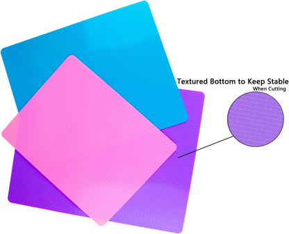 Flexible Cutting Board mats, Plastic Cutting Boards for Kitchen Cooking, Cutting board sheets for Meat and Vegetables, Dishwasher Safe Set of 4Pcs