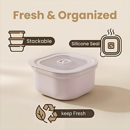 3-Piece Nesting Vented Plastic Food Containers with Lids Airtight Leakproof Meal Prep Containers Set BPA-Free Reusable Silicone Food Containers Lunch Boxes (White)