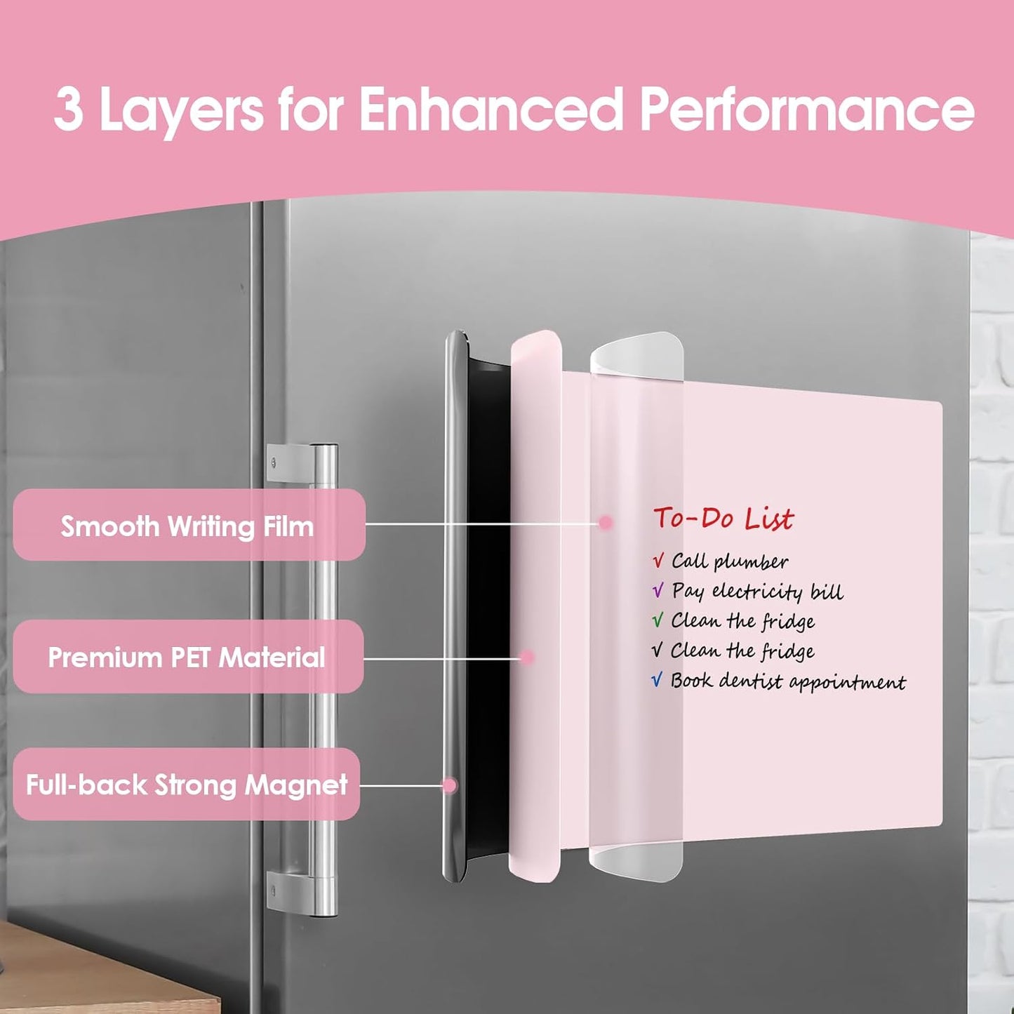 MaxGear 5 Pack Magnetic Whiteboard Sheets for Fridge, 12"x 8" Small Refrigerator Dry Erase Board for Kitchen Organizer and Planner, Smooth and Reusable, Includes 5 Markers, 5 Magnets and 1 Eraser