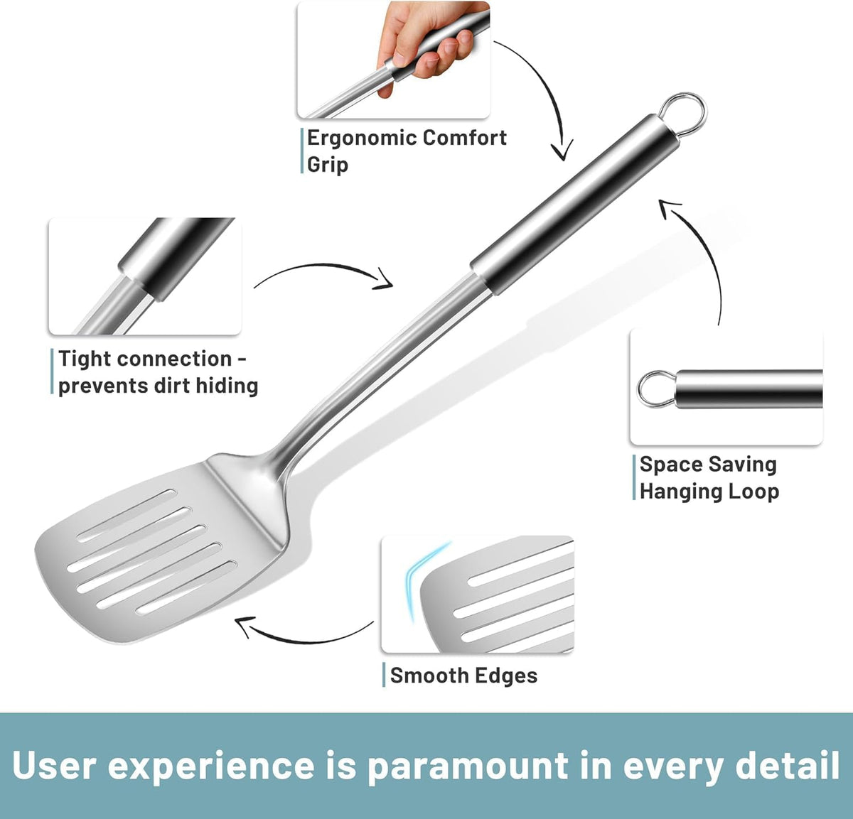 Pleafind 𝟑𝟑% 𝐎𝐅𝐅 Cooking Utensils Set - 4 Pcs Stainless Steel Kitchen Utensils Set with Solid Turner, Slotted Turner, Serving Ladle, Slotted Spoon, Wok Utensils Set with Heat Resistant Handle