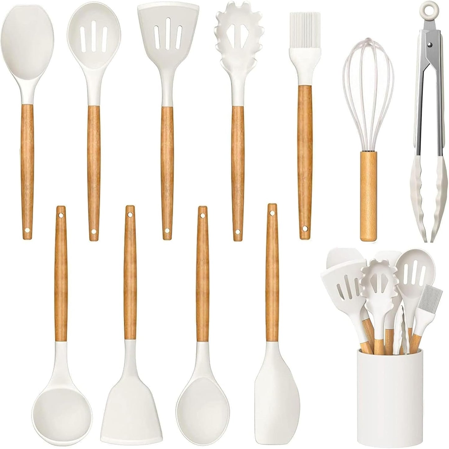 Silicone Cooking Utensils Set For Kitchen, Spoons Spatula Spatulas Accessories, Baking Heat Resistant Cookware De Home, Rubber New Apartment Decor, Plastic Nonstick Turner Tool (black)