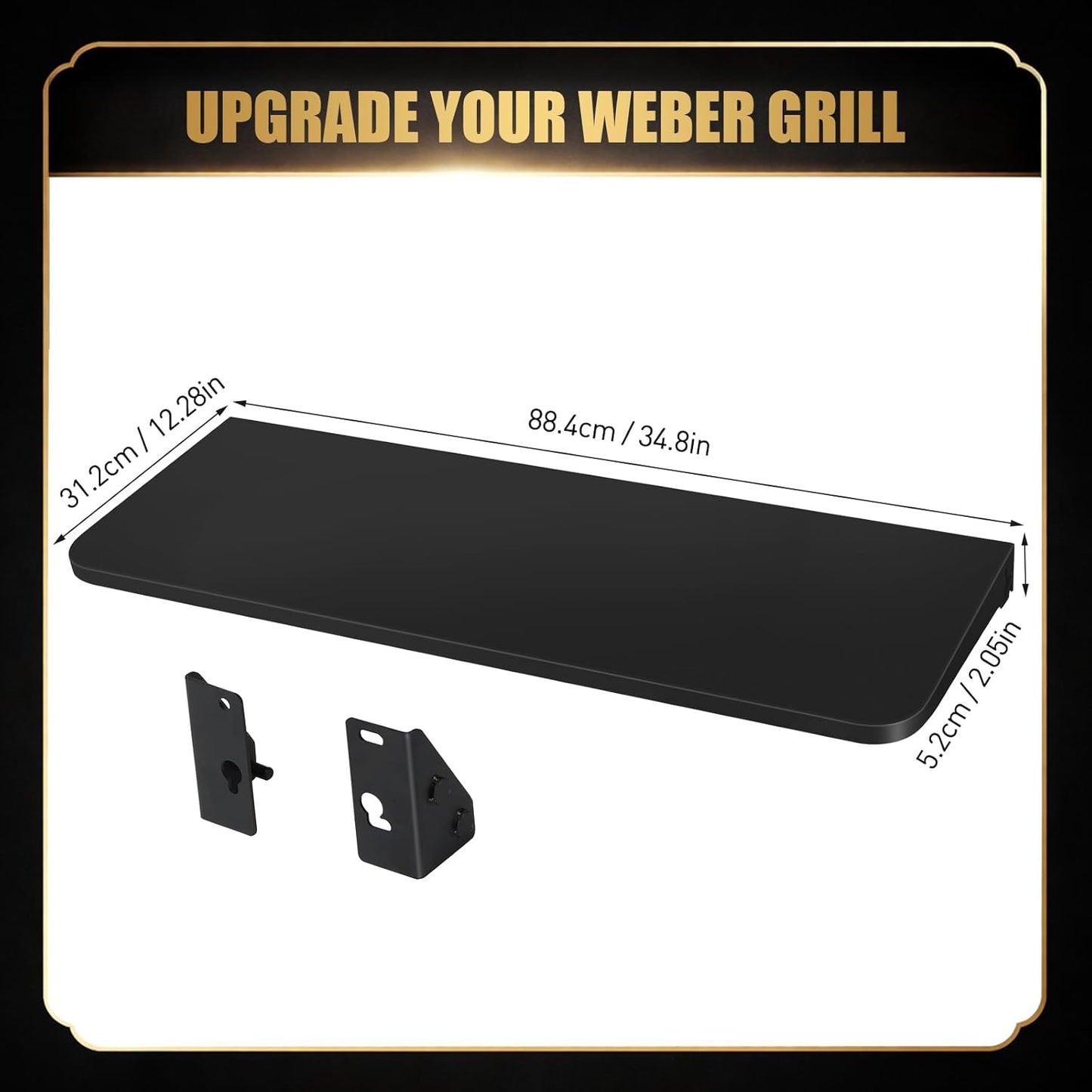 QuliMetal Folding Front Shelf for Traeger Pro 34, Texas Elite 34, Century 885 and Eastwood 34, 37" x 12" Heavy-Duty Grill Prep Table with Cutting Board, Stainless Steel Basin, Lid and 5 Hooks