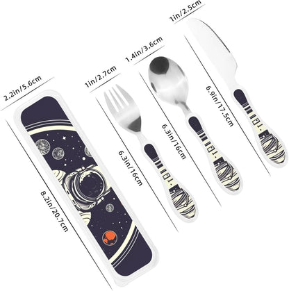 3-Piece Kids Silverware Set With Storage Case, Stainless Steel Reusable Children Safe Knife Spoon Fork Set Cartoon Cute Penguin Children Flatware Set For Kids Lunch Box