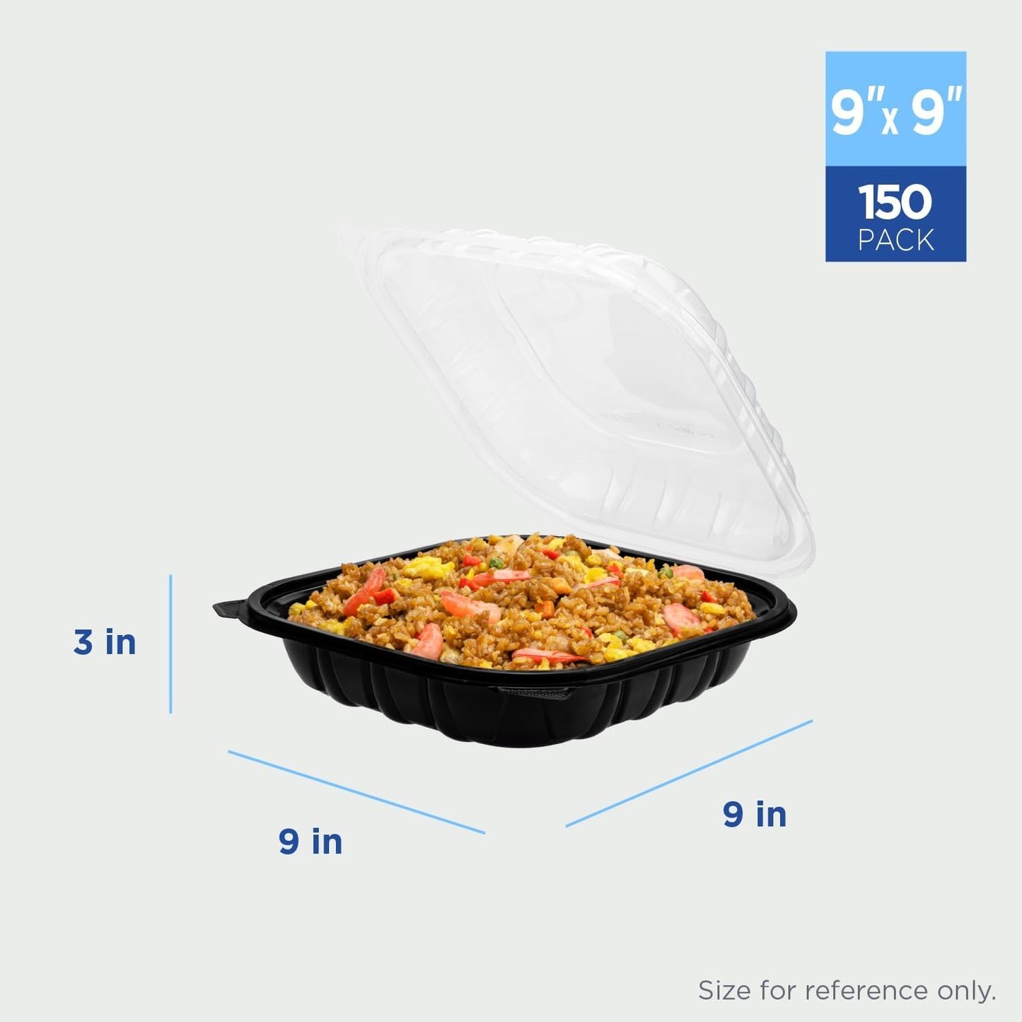 Karat Premium PP Hinged Container [150 ct], Take Out Food Containers - Case (9"x9", 3 compartments)