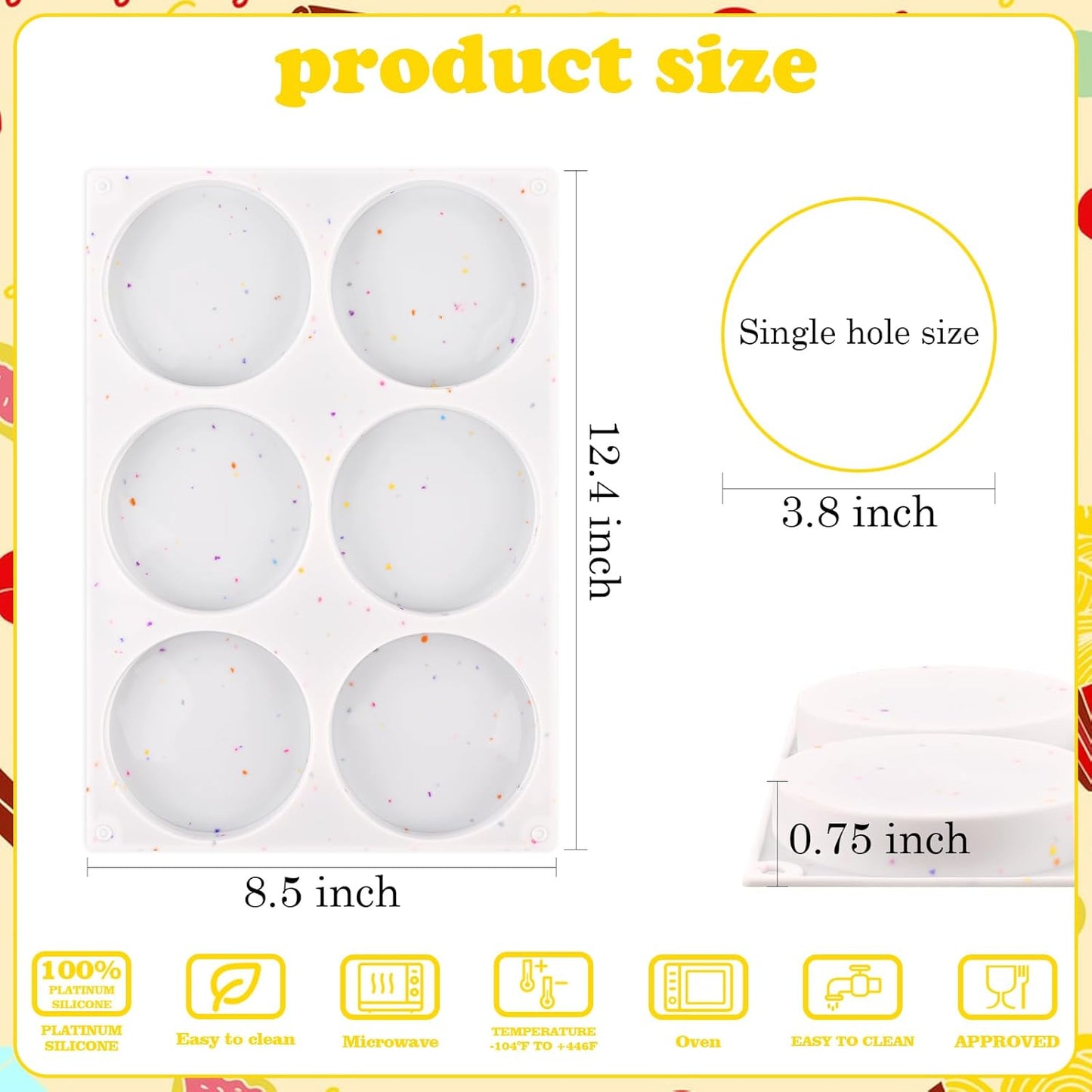 HUAKENER 2 Pcs Mini Fluted Cake Pan, 6-Cavity Fluted Cake Mold, Non-stick Silicone Baking Mold for Cupcakes, Donuts, Cornbread, Brownies, Jellies