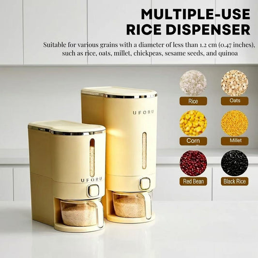 Rice Bucket With Measuring Cup,Kitchen Grain Storage Dispenser,Pantry & Home Dry Goods Container (22-Pound)